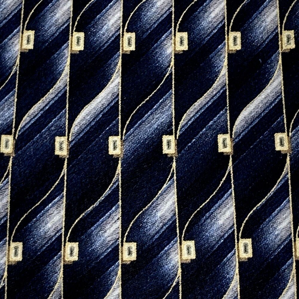 Pierre Cardin 2 Ties Vintage Y2K Blue Gold Geometric Plaid Dot Abstract Preppy - Picture 3 of 11